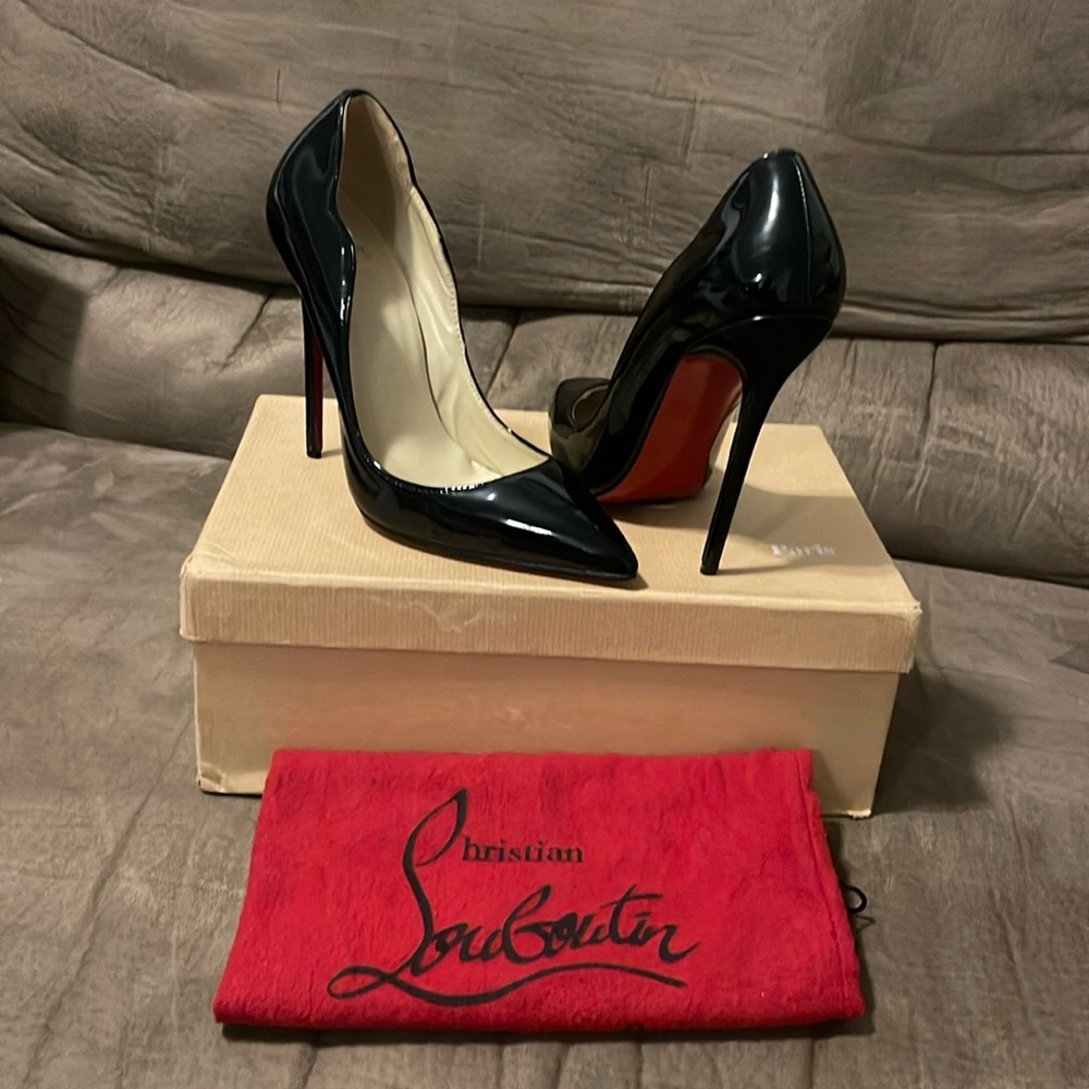 Christian Louboutin Hot Chick 100 Black Patent Pumps